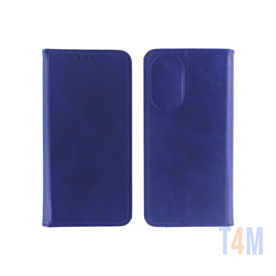 Leather Flip Cover with Internal Pocket for Oppo A78 4G Blue